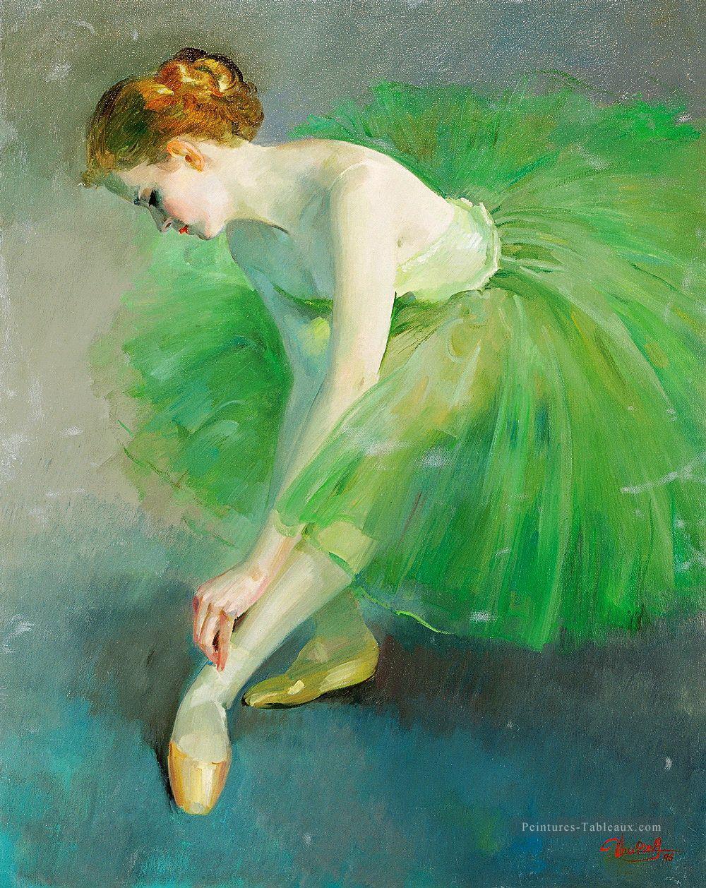 danseuse de ballet en vert Peintures à l'huile